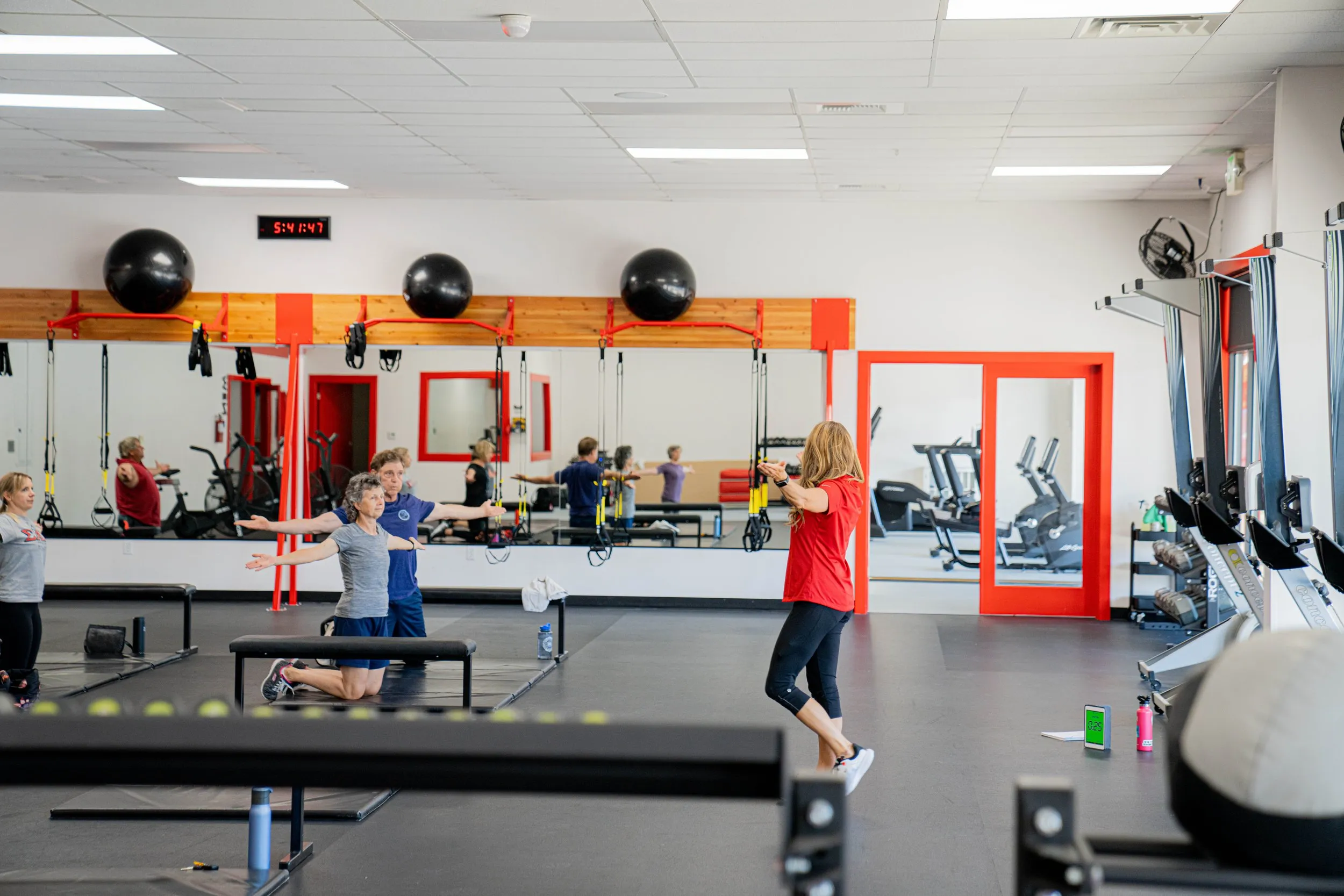 A group class working out in the Whole Body Fitness studio